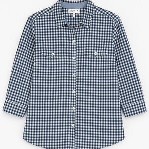 St. John’s Plaid Blue & White Checkered Button-Down Shirt - Women’s Size Medium